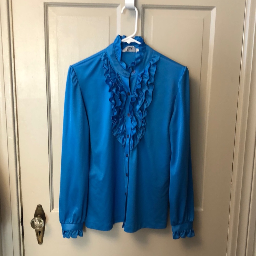Vintage Polyester Ruffle Blouse. - Picture 2 of 7